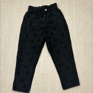 Girls Black Polk a Dot Soft Elastic Waist Jeans